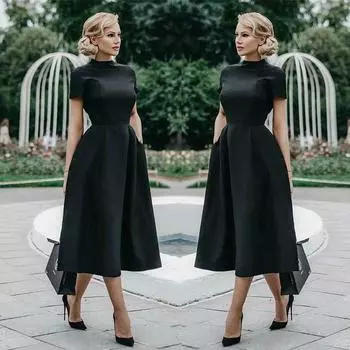 Высокое качество, элегантное черное платье, винтажное женское, расклешенное, вечернее платье для выпускного вечера, платья в стиле ретро 2XL чёрный
