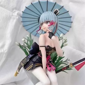Высокое качество аниме Genshin Impact Камисато Аяка ПВХ модель игрушки Рисунок подарок 25 см
