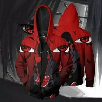 Высокое качество аниме Наруто Рей Акацуки пуловеры на молнии с принтом толстовки с капюшоном аниме пуловеры аниме косплэй плюс размер 6XL