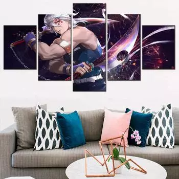 Высокое качество аниме «Убийца демонов девушка» 5 панелей настенное искусство современные картины искусство холст картины плакат гостиная украшение дома 20X35 20X45 20X55cm