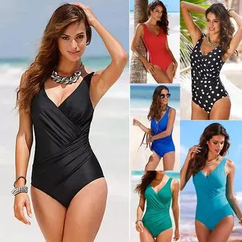 Высокое качество бикини волнистая точка сплошной цвет сексуальный цельный купальный костюм для женщин пуш-ап многоцветная повседневная пляжная одежда плюс размер купальник XXXXXL