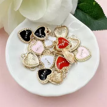 Высокое качество Большое Сердце Любви Для Изготовления Серьг Браслета DIY Ювелирные Аксессуары 13,2*15,8 мм Материал ручной работы 20 шт. Сплав Капает Масло Мода разноцветный