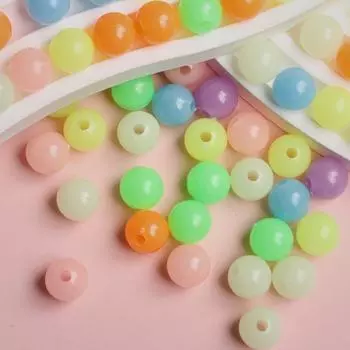 Высокое качество DIY Ювелирные аксессуары Ручная работа Ожерелье Браслет Изготовление материалов ярких цветов 200 шт. Светящийся круглый креативный акрил 6 мм/8 мм/10 мм 6mm разноцветный