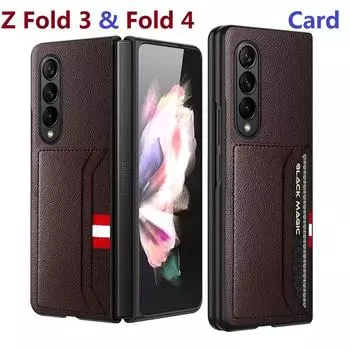 Высокое качество для Samsung Galaxy Z Fold 3 Fold 4 чехол Card Leather Защитный чехол Samsung Z Fold3 5G чёрный