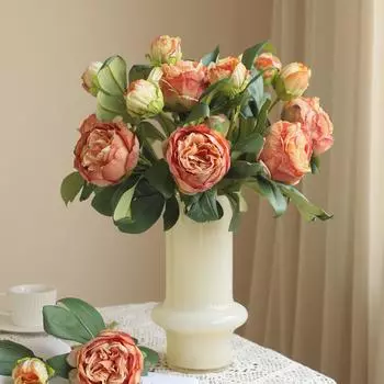 Высокое качество имитация 2 головки бутонов пиона шелковый дом гостиная обеденный стол свадебное украшение поддельный искусственный цветок