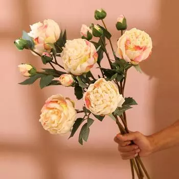 Высокое качество имитация 3 головки бутонов пиона шелковый дом гостиная обеденный стол свадебное украшение поддельный искусственный цветок