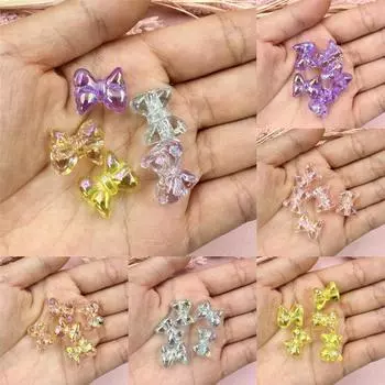 Высокое качество карамельного цвета DIY браслет головные уборы цепочка для мобильного телефона изысканные ювелирные аксессуары 5 шт. покрытие красочные прозрачные бусины с бантом 14*15,5 мм розовый