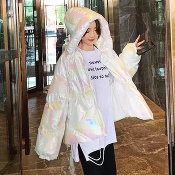 Высокое качество, модная осенне-зимняя женская свободная парка, женская утепленная теплая куртка с хлопковой подкладкой в Корейском стиле, белая куртка, пальто M розовый