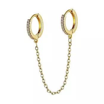 Высокое качество, модные серьги-кольца с двойными цирконами, манжеты, цепочка, серьги-кольца для женщин, серьги на гусеничном ходу, одиночная распродажа