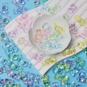 Высокое качество мультфильм модный кролик медведь для изготовления ювелирных изделий DIY фурнитура милые Arcylic бусины 40 шт. прозрачные Rabbit