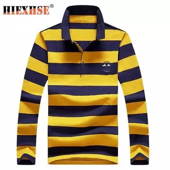 Высокое качество мужские рубашки поло рубашка поло с вышивкой повседневные рубашки поло мужские рубашки поло с длинным рукавом поло XXXL жёлтый