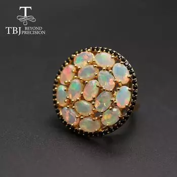 Высокое качество Опал, большой роскошный драгоценный камень, кольцо овальной огранки 4*6 мм, 15 шт., 7 карат, ювелирные изделия с драгоценными камнями, серебро 925 пробы для женщин Us ring size 7# белый