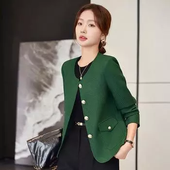 Высокое качество пиджак женский осенне-зимний новый модный иностранный темперамент богиня вентилятор корейская версия костюм S зелёный