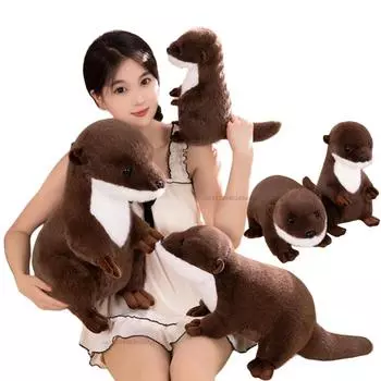 Высокое качество, прекрасная имитация выдры, сидящей в положении лежа, животные, мягкие куклы, домашние подушки, игрушки, декор на день рождения, Рождество see choice option