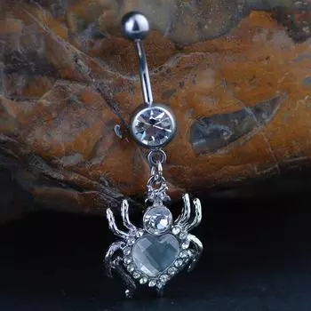 Высокое качество сердце циркон паук пупок кольцо пряжка для пупка белый