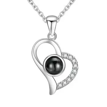 Высокое качество серебряного цвета женское ожерелье с выступающим 100 языками сердце кулон «Я люблю тебя» цепочка на ключицу для женщин подарки для девочек