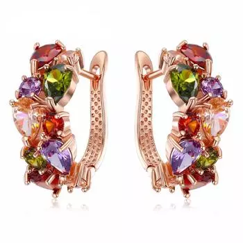 Красочные серьги с разноцветными камнями разноцветный