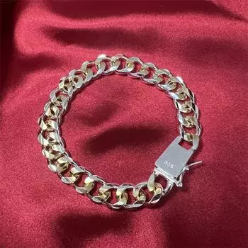 Высокое качество стерлингового серебра 925 пробы однотонный браслет-цепочка 10 мм для мужчин и женщин цепочка благородные свадебные украшения модный подарок на день рождения для вечеринки белый