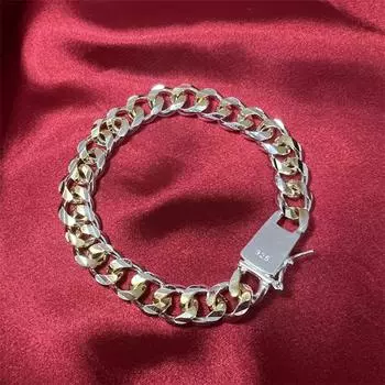 Высокое качество стерлингового серебра s925, однотонный браслет-цепочка 10 мм, мужская и женская цепочка, благородные свадебные украшения, модный подарок на день рождения для вечеринки серебряный