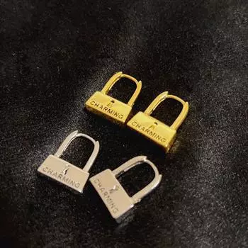 Высокое качество, стильные серьги-капли с буквенным замком, серьги с вакуумным покрытием, золотые, серебряные серьги из листовой стали для мужчин и женщин, модные ювелирные изделия