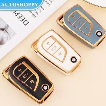 Высокое качество ТПУ автомобильный откидной чехол для ключей брелок для Toyota Auris Corolla Avensis Verso Yaris Aygo Scion TC IM Camry RAV4 Forturner Hilux красный