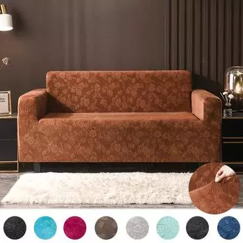 Высокое качество жаккардовые плюшевые бархатные чехлы с цветочным принтом для дивана для гостиной, чехлы для дивана, защита для домашних животных и детей 1-seater(90-140cm)