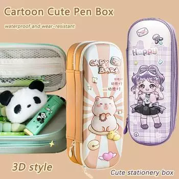 Высокоемкий кавайный 3D пенал Capybara, мультяшный водонепроницаемый пенал, школьная сумка для ручек, детские пеналы, подарки