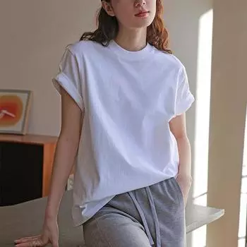 Высококачественная 100% хлопковая футболка женская летняя с короткими рукавами, новая круглая горловина, свободная, утягивающая, универсальная, топы и низы One size