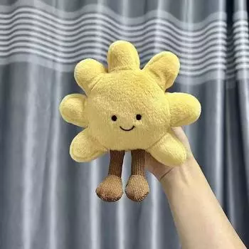 Высококачественная 13 см желтая плюшевая подвеска в виде солнца, мягкая милая плюшевая игрушка для девочек, декоративная сумка для спальни, брелок для ключей от машины, подарки на день рождения about 13cm