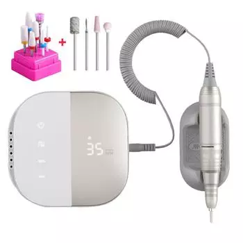 Высококачественная электрическая дрель для ногтей 35000 об/мин электрическая пилка с дисплеем HD металлическая маникюрная ручка профессиональный токарный станок для ногтей шлифовальный станок EU Plug (220-240V)