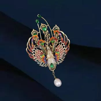 Высококачественная эмалевая брошь Феникс, High-End Sense, изысканная и элегантная женская одежда, аксессуары в виде булавок в виде животных Electroplated real gold синий