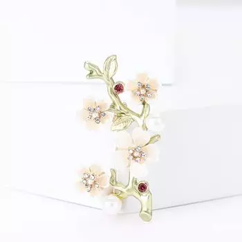 Высококачественная эмалевая брошь в виде цветущей сливы, темпераментная простая женская брошь для пальто, корсаж, ювелирное украшение