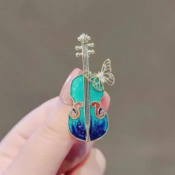 Высококачественная эмалевая брошь в виде скрипки, булавки, милая бабочка, хрустальная булавка на лацкан, значок на свитер, костюм, модные броши, ювелирные аксессуары