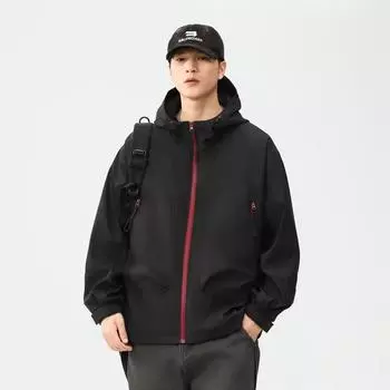 Высококачественная американская куртка с капюшоном для активного отдыха, мужская свободная повседневная ветрозащитная куртка для альпинизма M чёрный