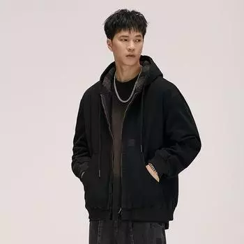 Высококачественная американская ретро-клетчатая внутренняя куртка с капюшоном, мужская, большого размера, свободная повседневная куртка для мужчин S коричневый