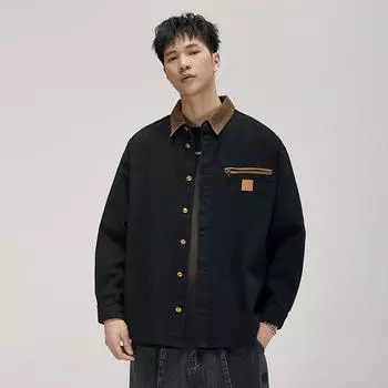 Высококачественная американская ретро-куртка Carhart Hunting Shirt Jacket Мужская контрастная цветная куртка с лацканами Tooling S чёрный