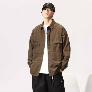 Высококачественная американская ретро-рубашка из чистого хлопка для инструментов, мужская свободная повседневная рубашка для охоты, мужская куртка, куртка S чёрный