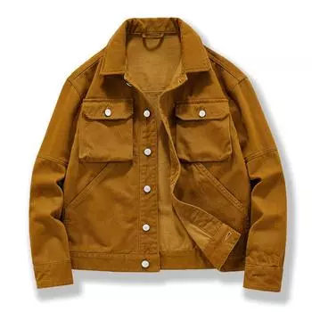 Высококачественная американская ретро-тяжелая джинсовая куртка мужская весенняя новая свободная модная брендовая куртка из чистого хлопка для инструментов M хаки