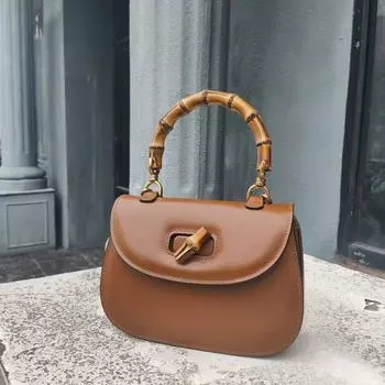 Высококачественная бамбуковая сумка-седло, модная ретро-сумка из коровьей кожи на одно плечо, женская сумка через плечо, простая и атмосферная сумка 18x7x14cm зелёный