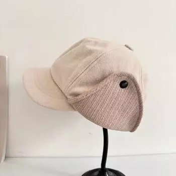 Высококачественная бейсболка из плотного плетения, детская осенне-зимняя теплая кепка, контрастная защита для ушей, повседневная универсальная шляпа Lei Feng M56-58cm чёрный