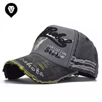 Высококачественная бейсболка с покрытием из чистого хлопка, голова быка, вышитая надпись на шляпе. Adjustable