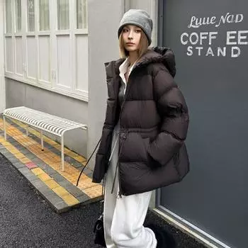 Высококачественная белая куртка-пуховик на талии, женская, средней и длинной длины, зимняя куртка 2024 года с утолщенным капюшоном и тонким стеганым наполнителем S розовый