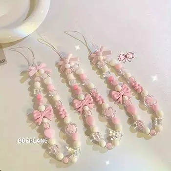 Высококачественная беспорядочная голосовая сетка с красным шнурком для сотового телефона, универсальная цепочка из бусин One Size