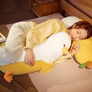 Высококачественная безопасная эластичная плюшевая подушка в виде утки-банана для сна с изображением мультфильма для фотосъемки белый