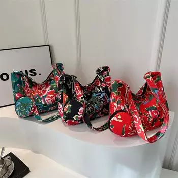 Высококачественная большая сумка на одно плечо в этническом стиле с цветочным принтом, новая модная повседневная простая сумка через плечо