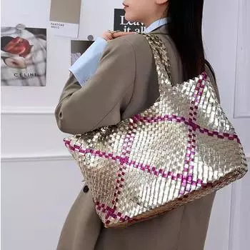 Высококачественная большая вместительная сумка из тканой ткани ручной работы, новая уникальная сумка-ведро через плечо для матери и ребенка, модная