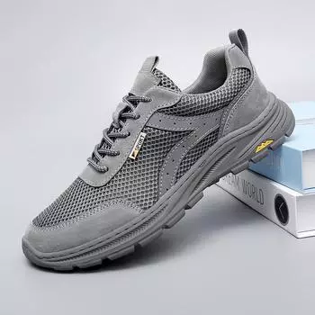 Высококачественная брендовая дышащая сетчатая обувь бежевого цвета в стиле минимализма для мужчин, повседневная обувь для спорта на открытом воздухе, мужская походная обувь с массажной подошвой 38