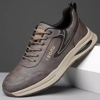 Высококачественная брендовая мужская повседневная обувь из натуральной кожи с толстой подошвой, износостойкая походная обувь, модная серая спортивная обувь для мужчин 38 коричневый