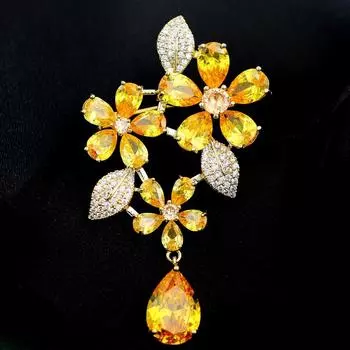 Высококачественная брошь из меди с цветком циркония, модная булавка, элегантная брошь, аксессуары для одежды, женские подарки золотой