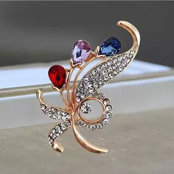 Высококачественная брошь из сплава со стразами и булавкой, антибликовая пряжка, универсальная пряжка для корсажа из цветного шелка